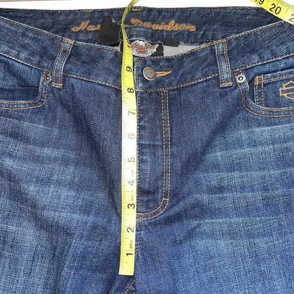Harley Davidson Dark Wash Mid-rise Wide Leg Jeans 12 Women’s - Picture 9 of 13